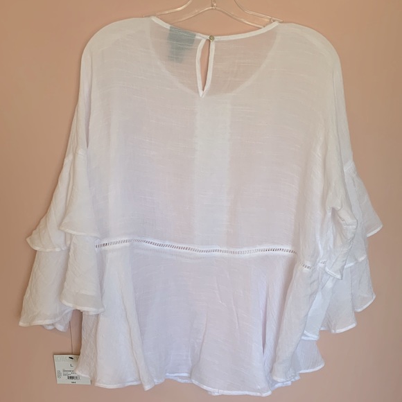 NWT Liz Clayborne Career Ruffle Sleeves White Blouse - Picture 5 of 7
